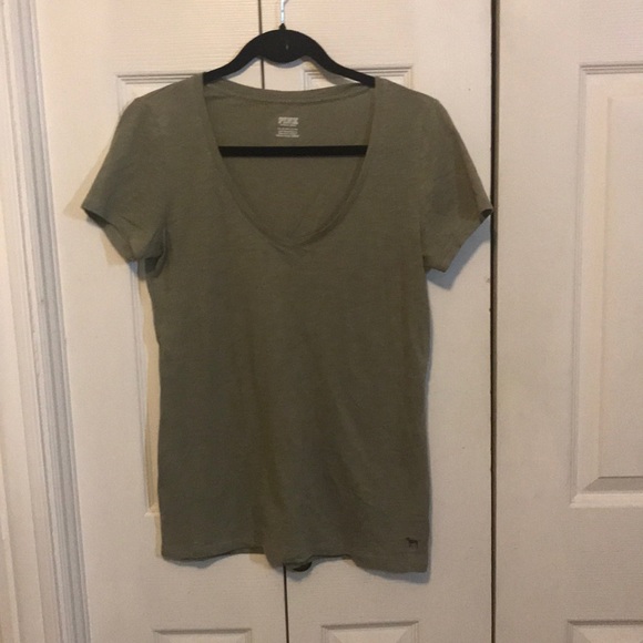 PINK Victoria's Secret Tops - Pink Olive Green Shirt